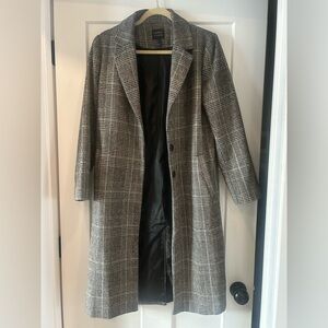Forever 21 Black and Gray Plaid Trench Coat